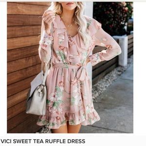 Vici sweet tea ruffle dress